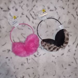 Lot Of Stylish Kids Earmuffs Solid Bright Pink and Black With Leopard Print